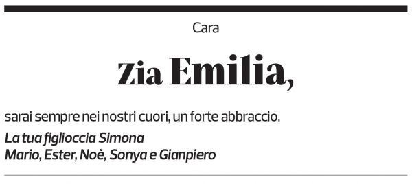 Annuncio funebre Emilia Genini