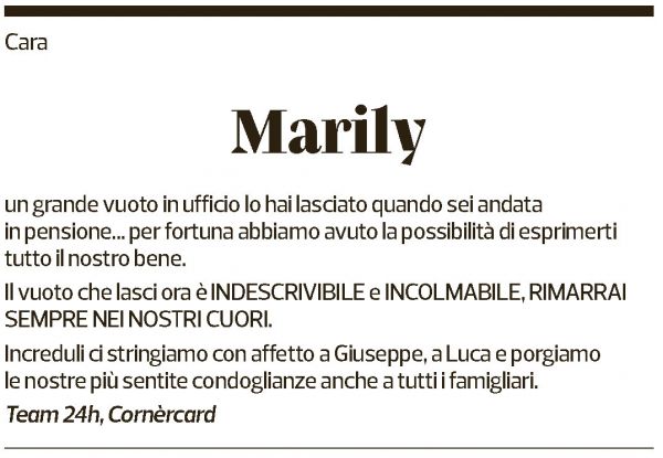 Annuncio funebre Marily Brantschen Lancuba