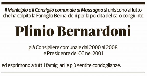 Annuncio funebre Plinio Bernardoni