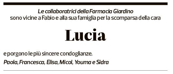 Annuncio funebre Lucia Realini