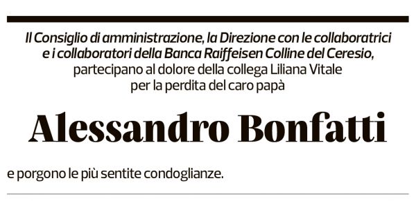 Annuncio funebre Alessandro Bonfatti