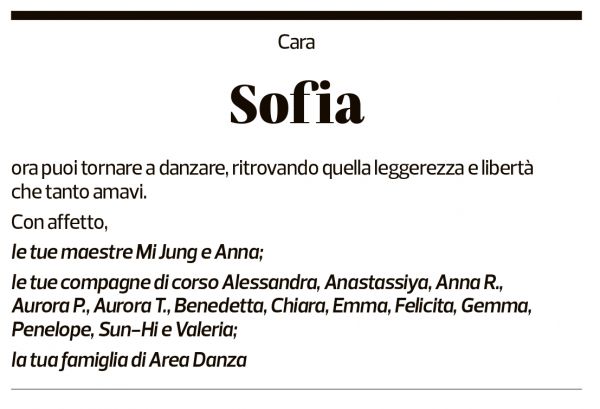 Annuncio funebre Sofia Kube