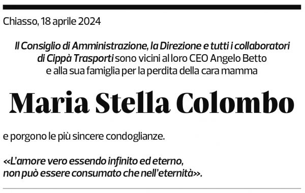 Annuncio funebre Maria Stella Colombo