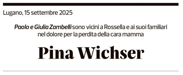 Annuncio funebre Pina Wichser