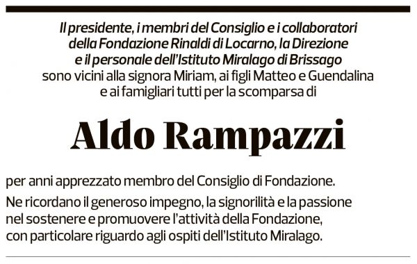 Annuncio funebre Aldo Rampazzi