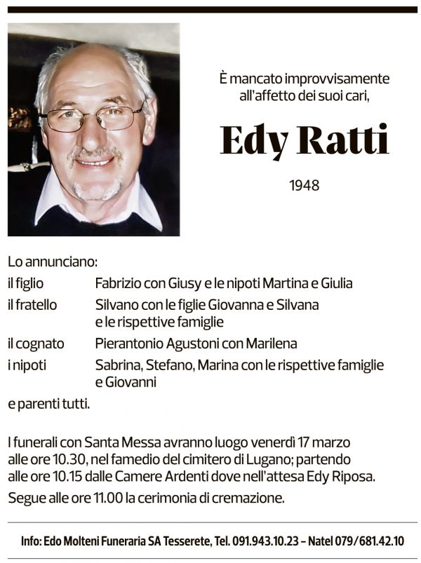 Annuncio funebre Edy Ratti