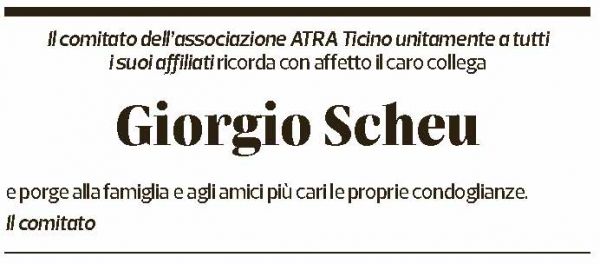 Annuncio funebre Giorgio Scheu