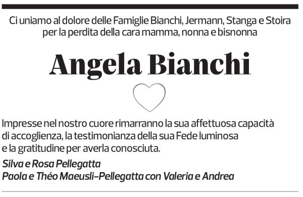 Annuncio funebre Angela Bianchi