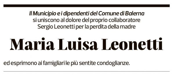 Annuncio funebre Maria Luisa Leonetti