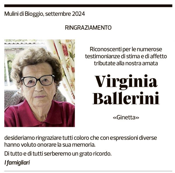 Annuncio funebre Virginia Ballerini