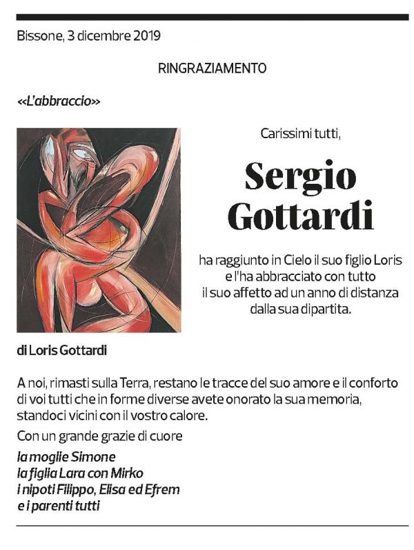 Annuncio funebre Sergio Gottardi