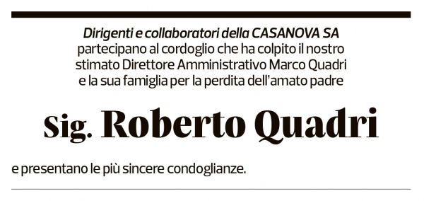 Annuncio funebre Roberto Quadri