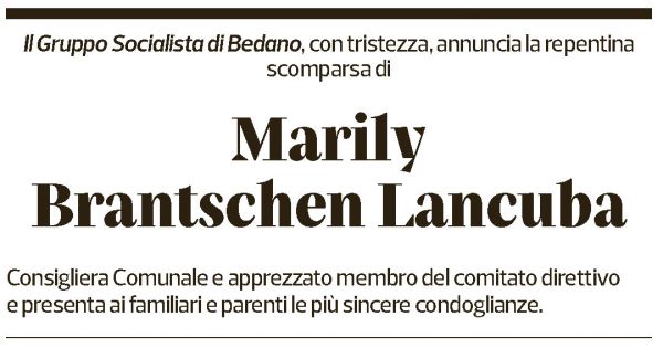 Annuncio funebre Marily Brantschen Lancuba