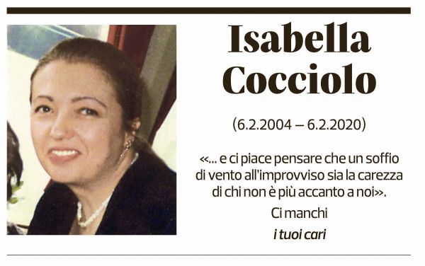 Annuncio funebre Isabella Cocciolo