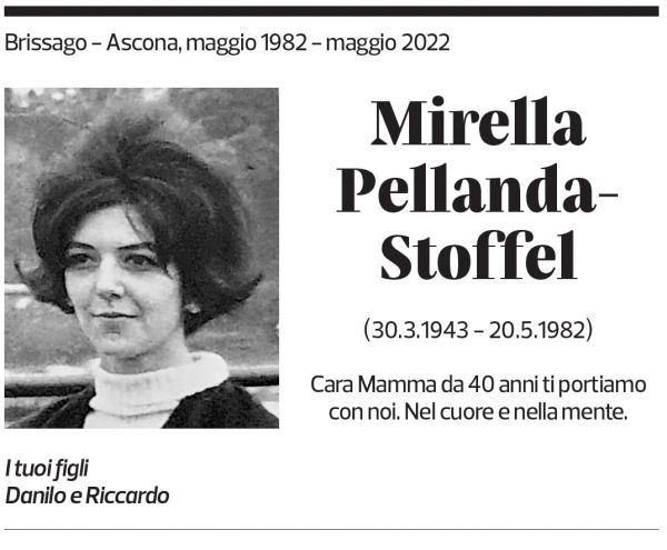 Annuncio funebre Mirella Pellanda-stoffel