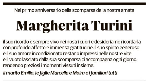 Annuncio funebre Margherita Turini