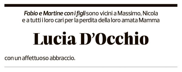 Annuncio funebre Lucia D'occhio