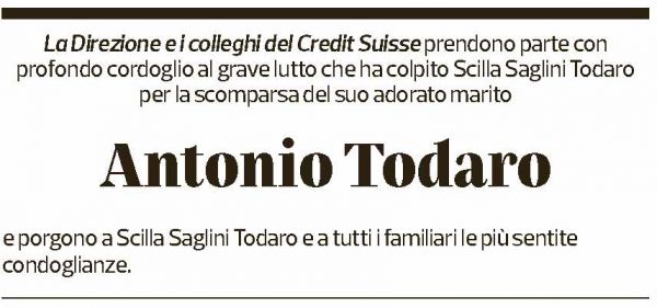 Annuncio funebre Antonio Todaro
