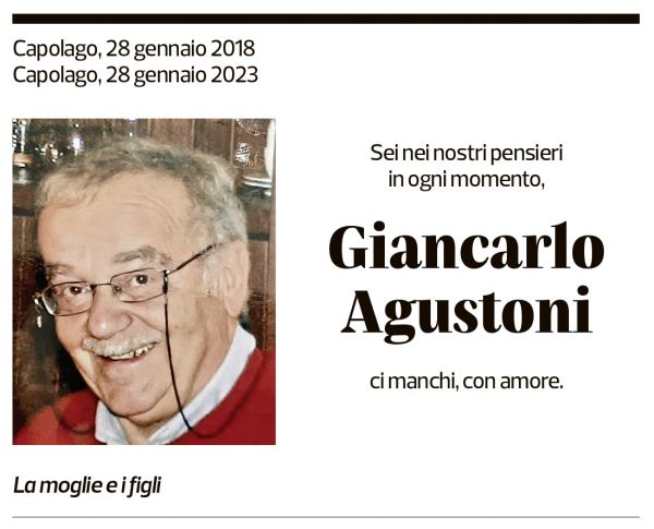 Annuncio funebre Giancarlo Agustoni