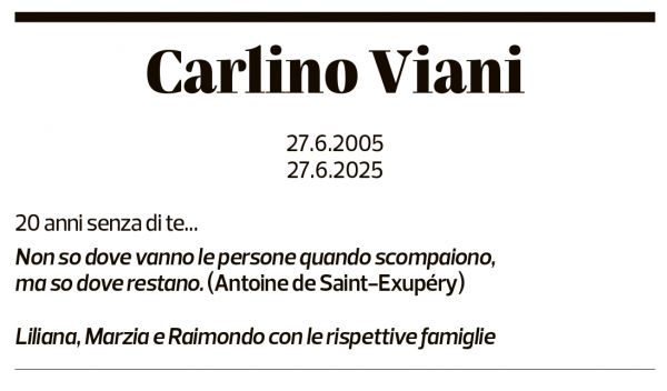 Annuncio funebre Carlino Viani
