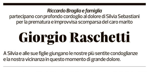 Annuncio funebre Giorgio Raschetti