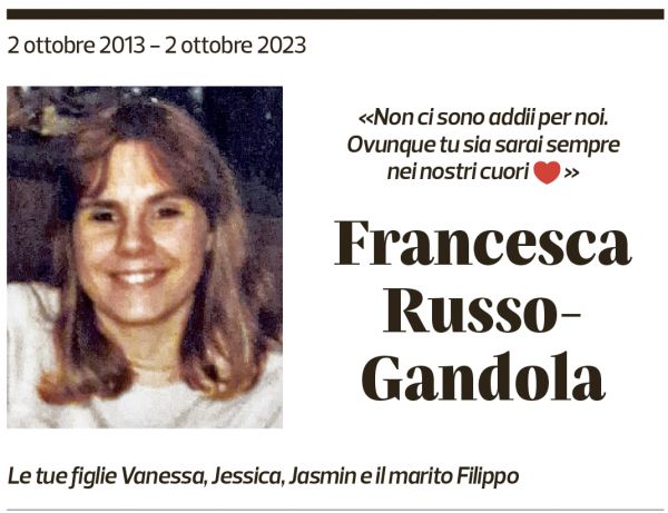 Annuncio funebre Francesca Russo-gandola