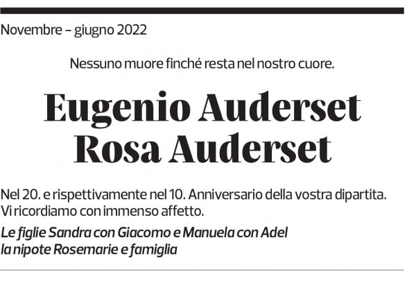 Annuncio funebre Eugenio Rosa Auderset