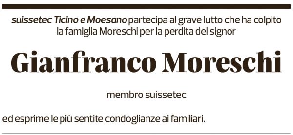 Annuncio funebre Gianfranco Moreschi