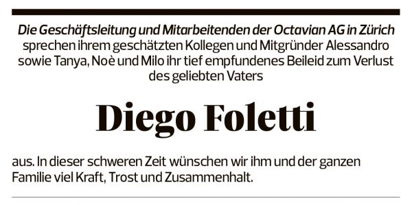 Annuncio funebre Diego Foletti