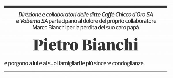 Annuncio funebre Pietro Bianchi