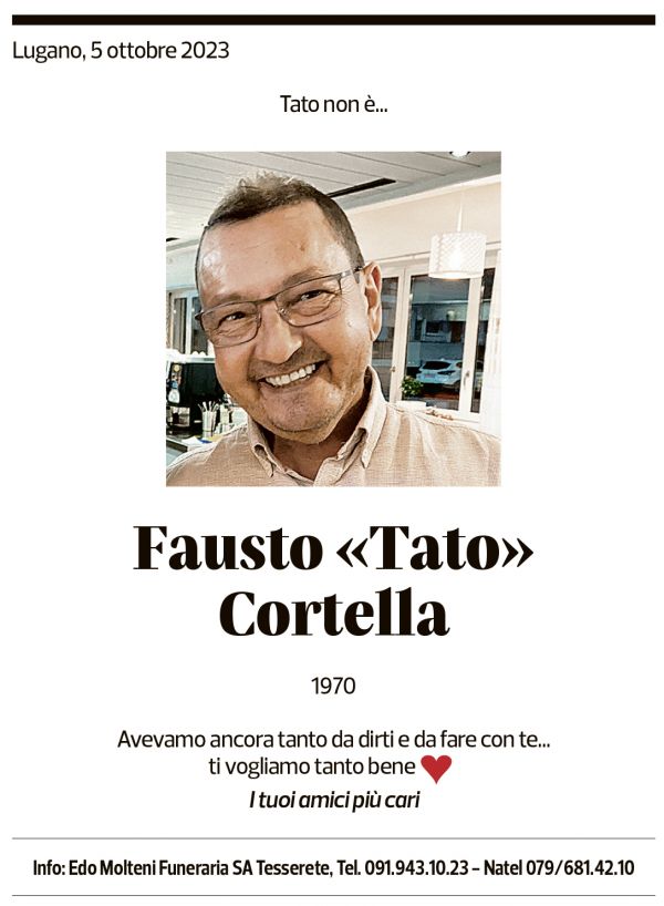 Annuncio funebre Fausto Tato Cortella