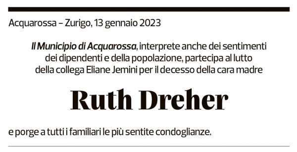 Annuncio funebre Ruth Dreher