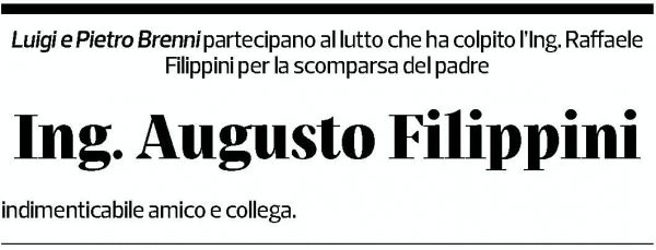 Annuncio funebre Augusto Filippini