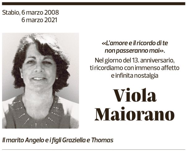 Annuncio funebre Viola Maiorano