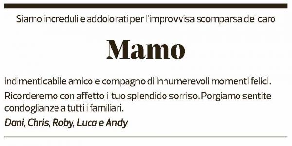 Annuncio funebre Maurizio "mamo" Grassi