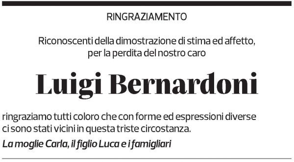 Annuncio funebre Luigi Bernardoni