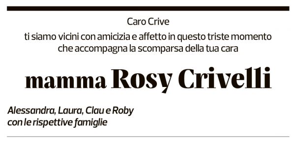 Annuncio funebre Rosalba Crivelli