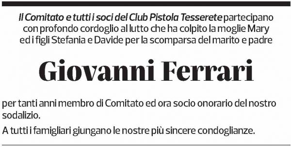 Annuncio funebre Giovanni Ferrari