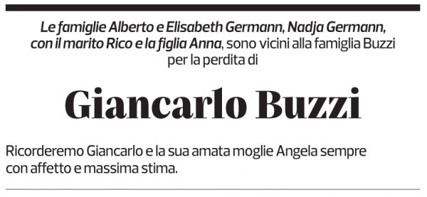 Annuncio funebre Giancarlo Buzzi