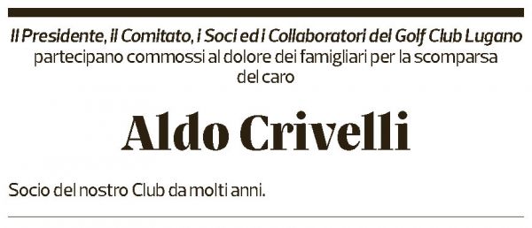 Annuncio funebre Aldo Crivelli