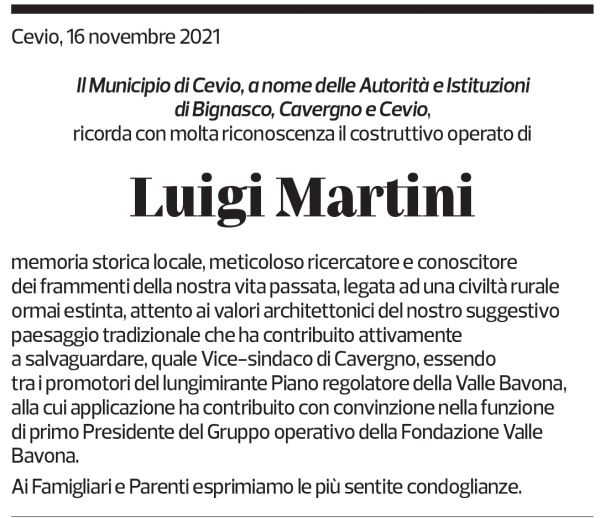 Annuncio funebre Luigi Martini