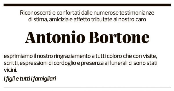 Annuncio funebre Antonio Bortone