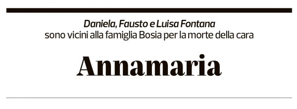 Annuncio funebre Annamaria Bosia