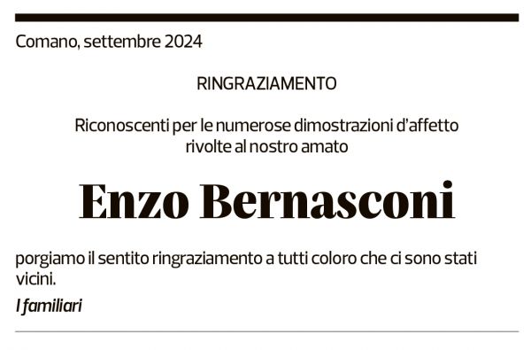 Annuncio funebre Enzo Bernasconi