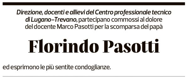 Annuncio funebre Florindo Pasotti