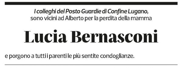 Annuncio funebre Lucia Bernasconi