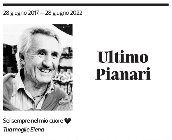 Annuncio funebre Ultimo Pianari