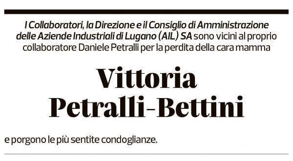 Annuncio funebre Vittoria Petralli-bettini