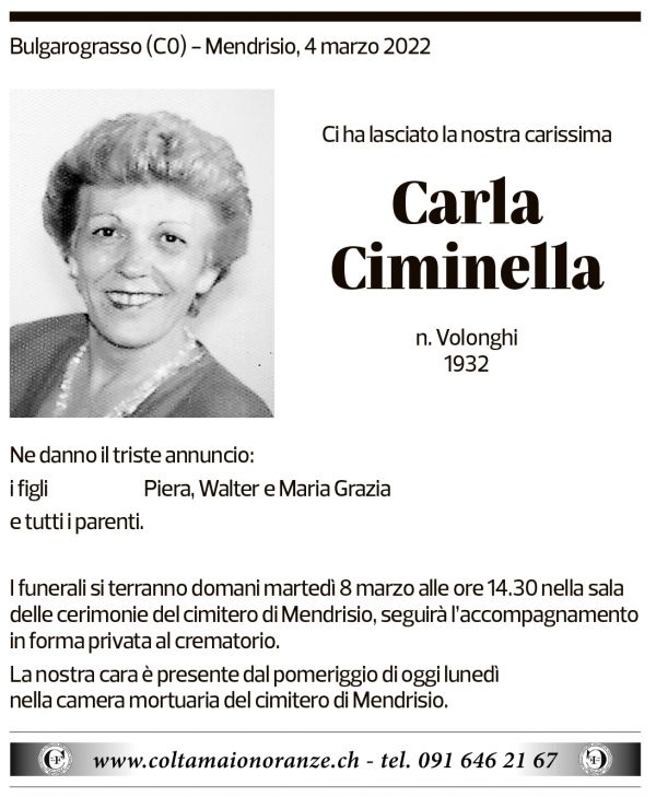 Annuncio funebre Carla Ciminella