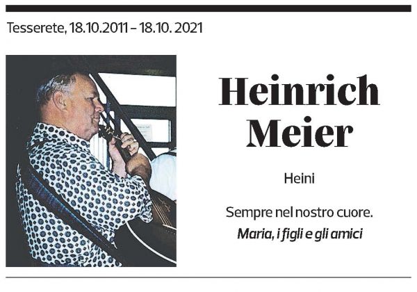 Annuncio funebre Heinrich Meier